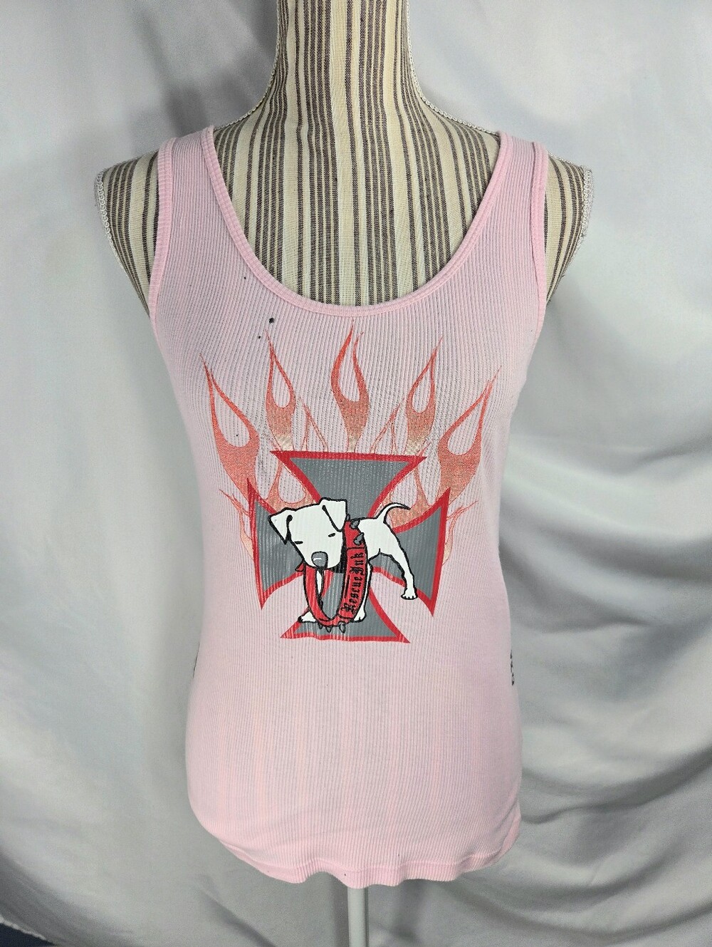 Bella Pink Rescue Ink Logo Abusers Are Losers Sleeveless Ribbed Tank Size Large